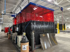 OTC, ECOARC-200-CS, Robotic Welding Cell, skid mount, FD-V8 robot, FD21 Control, pendant, safety fence, light