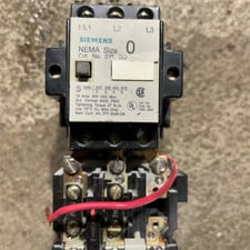 18 Amp. Siemens, 3-Pole, NEMA, Size 0 Contactor, 18A, 200-600VAC w/ SA 11A Overload Relay