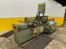 18" x 20" Hyd-Mech #V-18A, automatic vertical tilt bandsaw, 1.25" x 14'11" blade, 65-385 FPM, PLC, automatic