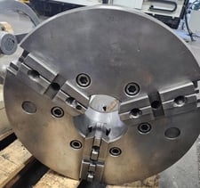 15" Buck #2154R, 3-jaw adjust-tru lathe chuck, 4" bore, D1-6 backplate