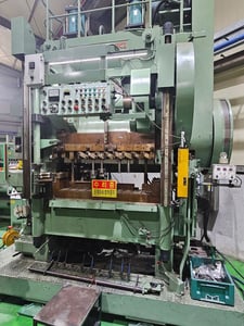 65 Ton, Asahi Seiki #MTP5L-51, transfer press, 8" stroke, 20" Shut Height, 11 station die set, 25-100 SPM