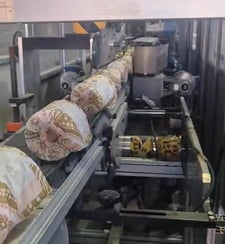 TMC #TS300, automatic toilet roll wrapping machine, PLC, rebuilt 2024