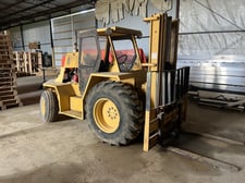 8000 lb. Sellick, Rough Terrain Forklift, 3-Cylinder Gas Engine, 163" 3-Stage Mast, Enclosed Cab
