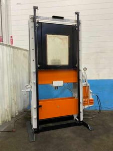 150 Ton, OTC #150, Hydraulic H-Frame Press, 57.5" x 12.25" Bed Area, 18.12" Stroke, 48" Between Uprights, 11"
