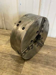 12" Buck, 3-Jaw Lathe Chuck, 3" Hole in Center, Removable Top Jaws, D-1-8 Back Plate