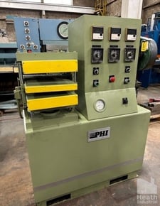 20 Ton, PHI, Lab Press, Self-Contained Style, 14" x 12" Platens, (2) Adjustable Daylights