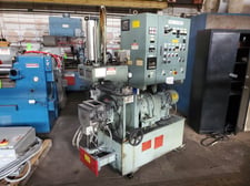 Moriyama #D1-5, Rubber Lab Mixer, 2 lb. Batch, 1 liter Chamber Volume, 5 HP, 1740 RPM, 220 V, 1992