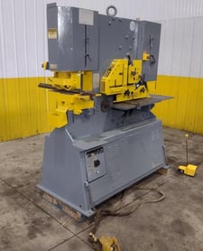 6-1/2" x 6-1/2" x 1/2" Geka #Hyd-110, 110 ton, hydraulic ironworker, 3" stroke, dual rams, foot pedal, 1999