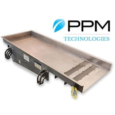 30" wide x 7' long, PPM Technologies #VF-Advance, Stainless Vibrating Feeder Screen, 5" H Trough, 0.25"