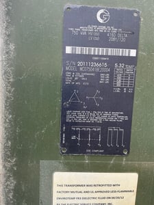 750 KVA 4160 Delta Primary, 208Y/120 Secondary, 3 phase, Padmount Transformer