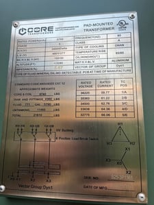 3750 KVA 34500 Delta Primary, 480Y/277 Secondary, Pad, new (immediate shipment available) (2 available)