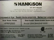 2500 cfm, 100 psi, Hankison #HPRP, refrigerated, air cooled, 460 V., 2010, #A-2557