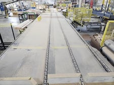 96" wide x 65' long Roof-top chain conveyor, 3 HP, 460 V., 4 chains