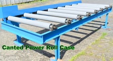 Canted live roll case, 12' +, 8 rolls, 50" long, 18" on center