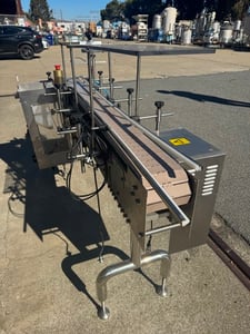 6" wide x 6.5' long, Stainless Steel conveyor, plastic belt, air reject