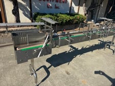 6" wide x 10.5' long, Compact Stainless steel belt conveyor, plastic belt, 2 lane