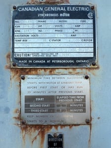 1000 HP 277 RPM Canadian General Electric, weather protected enclosure type 1, SB, 4000 Volts