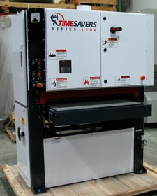 37" Timesavers #1321-13-01, Widebelt, 2-Head, 5" thick, 15-45 FPM, 33-38" passline, 2000 CFM, unused