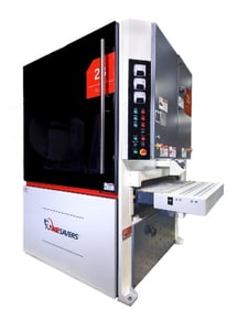 36" Timesavers #2321-23-01, Widebelt, 2-Head, 5" thick, 15-45 FPM, 33-38" passline, 2000 CFM, unused