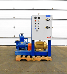 Nash #GL-45/7, liquid ring vacuum pump, pump skid with 15 HP motor & control cabinet, 480 V., 2006