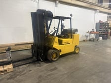 12000 lb. Hyster #S120XLS, LPG forklift with roll clamp, Monotrol pedal, 3 stage mast, 85"/160" mast, 1999