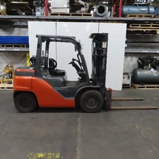 8000 lb. Toyota #8FG35U, LPG Gas Solid Pneumatic Forklift, 187" Lift, 7697 Hours, 2015