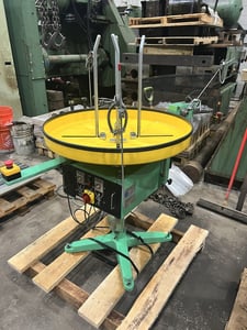 220 lb. Huei Shang #HR-105D, motorized pallet uncoiler, 31" outside dimensions, variable speed, forward &