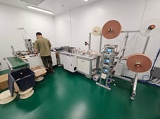 B & P #BPA0281-101, Fully Automatic Mask Machine, w/PFE Testing Machine, 135 max PPM, 10 kW, 220 V