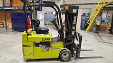 3300 lb. Clark #TMX25, Electric Forklift, 222" Lift height, 83" Lowered Mast height, 24" Load Center, 3-Stage