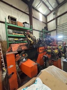 Genesis #System-3X, dual trunion mig welding cell with 2 ArcMate 100iC R-30iB robots, 2014