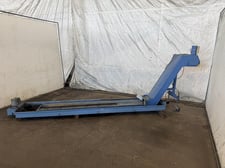 9" wide x 108" long, Hennig #M5, powered chip conveyor, 48" discharge height, 2011