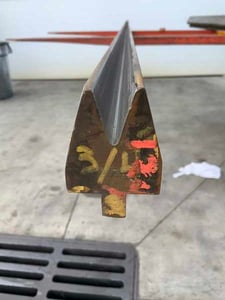 150" L, Female press brake die, 1-7/8" die width, 2" die height, 3/4" die opening, 1/2" tang