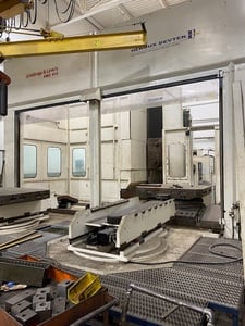 Giddings & Lewis #HMC-410, horizontal machining center, 60 automatic tool changer, chip conveyor, Siemens