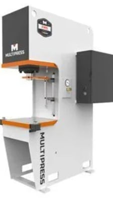 20 Ton, Multipress #FM-20, C-frame hydraulic press, 12" stroke, 20" daylight, 12" throat, 24" x 14" bed, new