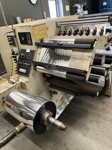 Stanford #638, cantilevered duplex slitter rewinder, 30" wide, fife web guide, footage counter, 1997