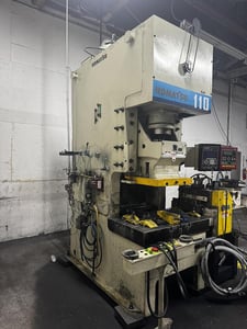 121 Ton, Komatsu #OBS-110H-VS-3, gap frame press, 4.33" stroke, 15" Shut Height, 3.94" adjustment, 60-120