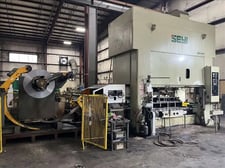 440 Ton, Seyi #SM2-400, straight side double crank press, 7.8" stroke, 60 HP, 30-80 SPM, with Orii