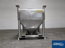 Matcon, IBC Bin, Stainless Steel, 43" x 43' x 15" straight side, 27" deep cone bottom, fork access, stackable