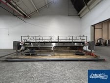 72" width x 175" L Barry Wehmiller, Accumulation Conveyor, Stainless Steel, 2x 36" belts, 1 HP, 4" middle