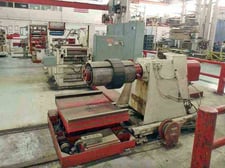 18" x 2.875" Ruesch, slitting line, 6000 lb., 250 FPM, hydraulic expansion, 3 segment mandrel, 12"-16" ID w/