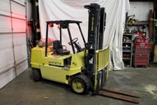 10000 lb. Hyster #S100XL, LP gas forklift, 208" lift height, 3-mast, side shift, 5117 hours, 42" forks, hard
