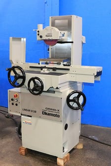 6" x 12" Okamoto #Linear-612B, hand feed surface grinder w/ roller bearing table, 8" x 1/2" x 1-1/4" wheel