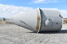 Hopper / Surge bin, 14' OAL, 9' dia. inside, 8-1/2'body length, 4-1/2'cone length, 10" x 24" bottom rectangle