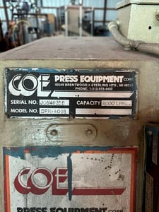 4000 lb. Coe Press Equipment #CPR-4018, 60" outside dimensions, 21" ID, 18" width, #81907