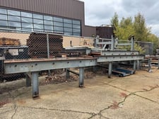 33" wide x 30' long, Roller conveyor, power chain driven