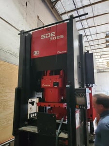 220 Ton, Amada #SDE-2025, Servo driven straight side punch press, full graphic CNC Control, 9.8" stroke, 2014