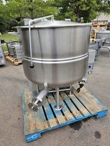 80 gallon World Famous Cleveland Range #KGL-80, stationary, NG self contained steam kettle w/ E-Z lift