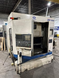 Daewoo Doosan #DVC-400, rotating pallet vertical machining center, 3-Axis, Fanuc 21iMB, 22" X, 15.7" Y, 22.4"