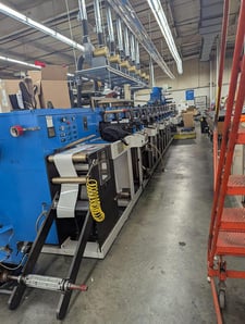 10 Color flexo press, Rotopress #3510, with 2 die stations, floor pick-up unwind, laminator