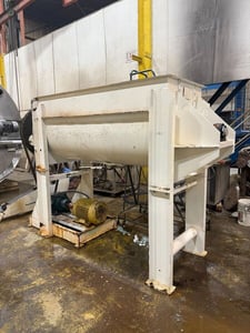 35 cu.ft. Stainless steel double ribbon blender, 30" wide x 78" long, 20 HP Baldor motor, center bottom